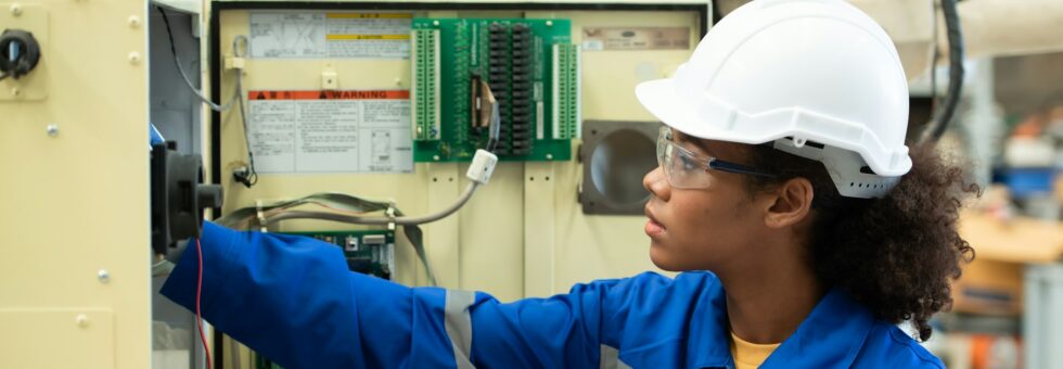 Experienced female electrical engineer The electrical system