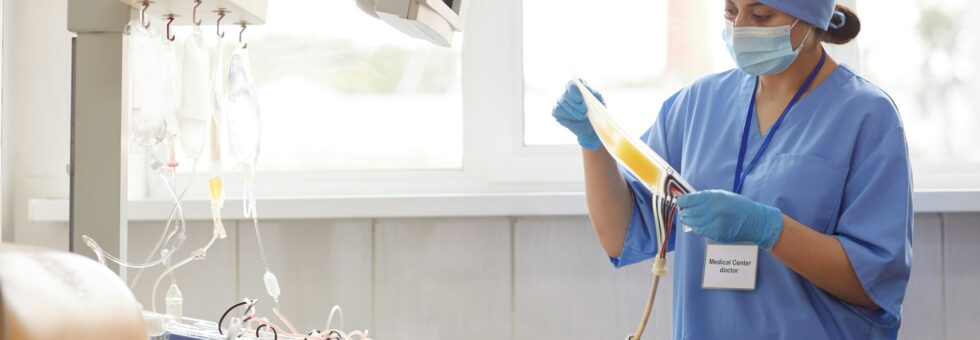 Nurse working with dropper