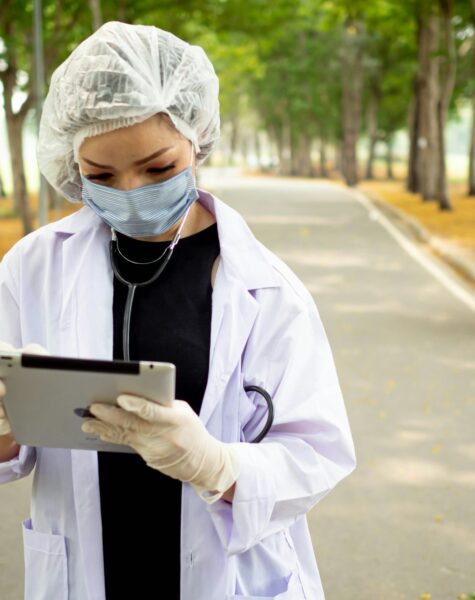 Scientist nurse doctor uniform work job caree occupation research looking natural leaf environment t